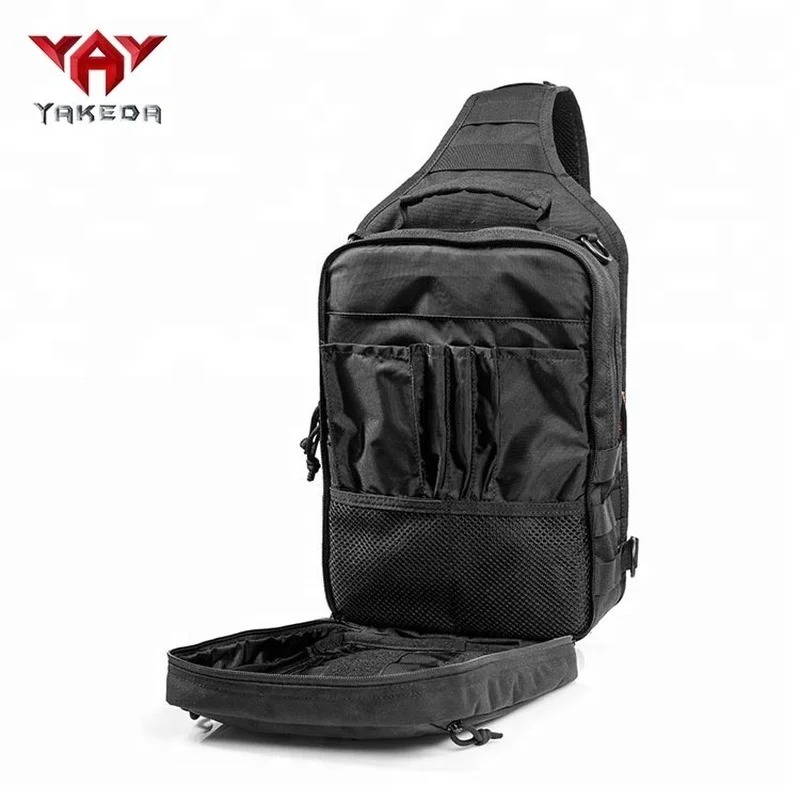 YAKEDA Outdoor Waterproof Walking Sling Bag With Concealed Gun Holster Design Mens Small Tactical Shoulder Chest Bag