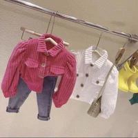 fashion baby girl corduroy jacket puff sleeve infant toddler child coat autumn spring blazer kid outwear baby clothes 1 10y