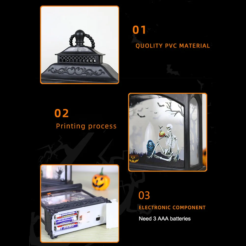 Vintage Halloween LED Light Lantern Simulation Flame Lamp Witch Ghost Hand Castle SkullCandle Party Bar Festival Ornament | Освещение
