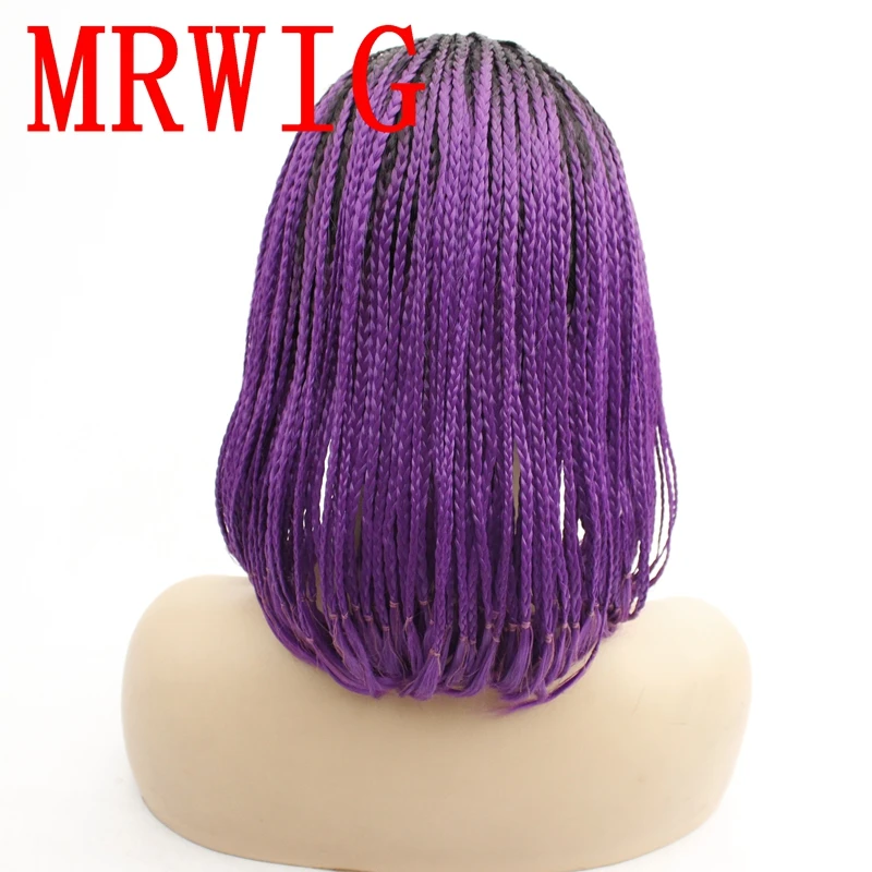 MRWIG короткие плетеные косички синтетический передний парик шнурка настоящие