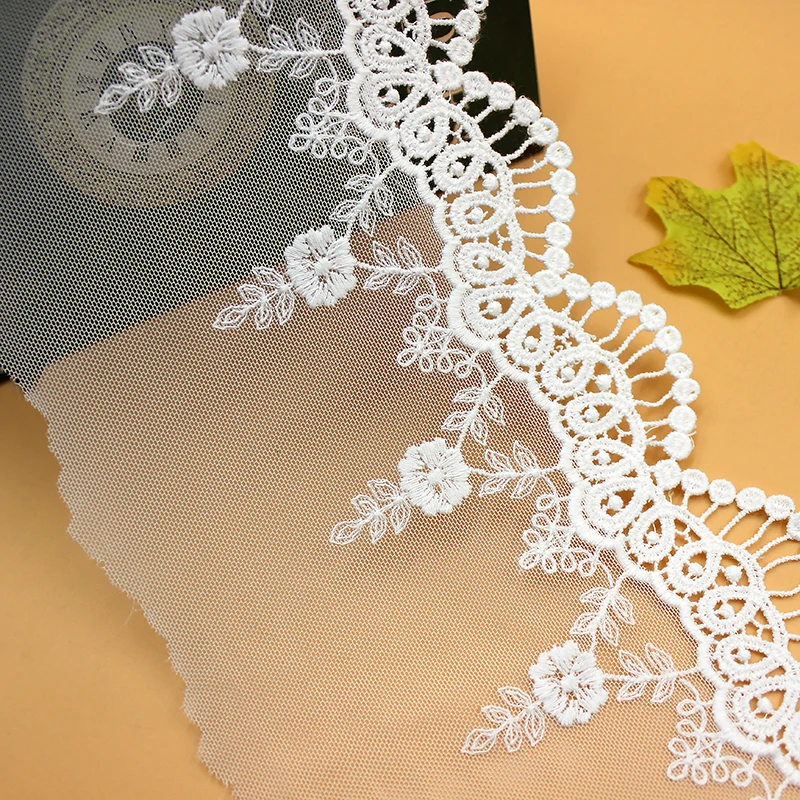 2 ярда африканская кружевная лента 13 5 см ширина вышитое кружево Белый Черный