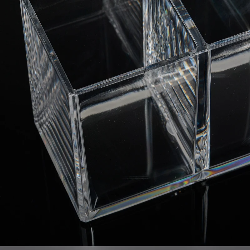 

Clear Acrylic Makeup Brush Holder Pen Pencil Cup Holder Cosmetic Storage Case Desktop Stationery Organizer Compartments for Home