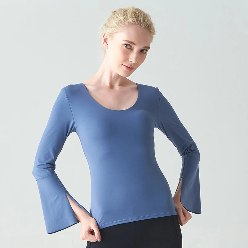 Женские топы для йоги рубашки женская спортивная одежда с длинным рукавом