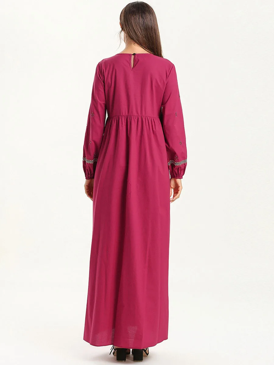 Abaya turkish autumn moroccan kaftan gown fashion simple embroidered dress muslim robes loose abaya femme long skirt | Тематическая