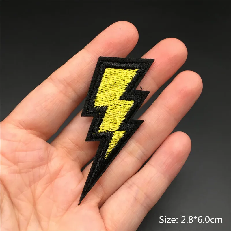 

10 pcs/lot Embroidery Patches for Clothing Iron on Badge Diy Clothes Stripes Fabric Sewing Decorative Stciker Lightning Appliues