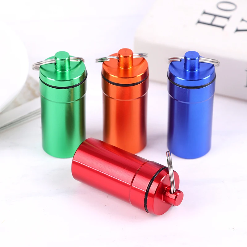 

Waterproof Aluminum Pill Box Bottle Cache Drug Holder Keychain Medicine Box