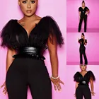 Женский комбинезон с бантом, однотонный, с V-образным вырезом