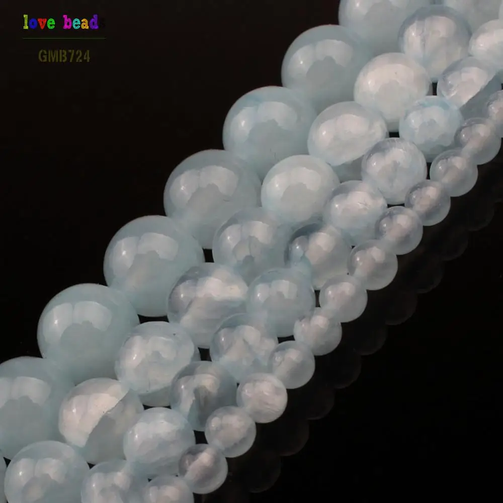 Аквамариновые камни светильник-голубые нефритовые круглые бусины россыпью для