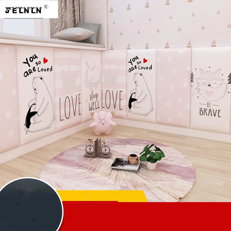 

Cartoon animal kids anti-collision soft pack bedroom room 3d background wall sticker bed surrounding soft pack wall sticker