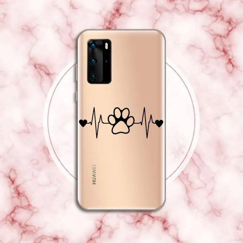 Heartbeat Chart Dog Paw Phone Case Transparent for Huawei honor nova c x 7 8 3 4 9 65g se v t play pro lite | Мобильные телефоны и