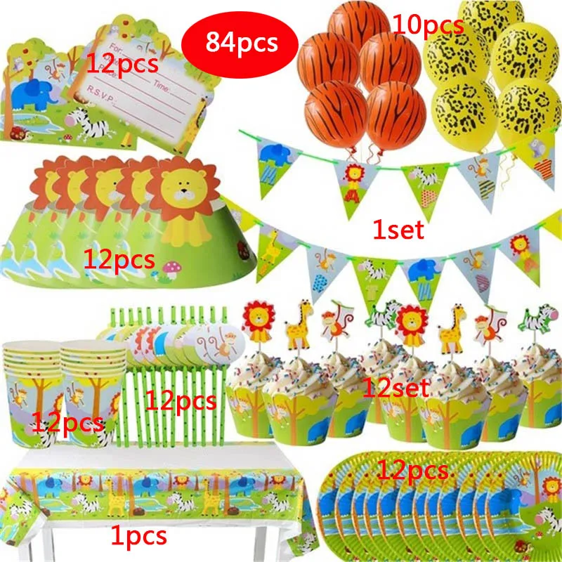 Набор посуды Jungle для вечеринки в стиле сафари украшение дня рождения Детские