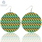 SOMESOOR Модный богемный Африканские Этнические деревянные висячие серьги, африканские традиционные тканевые узорные петли, Висячие ювелирные изделия для женщин в подарок