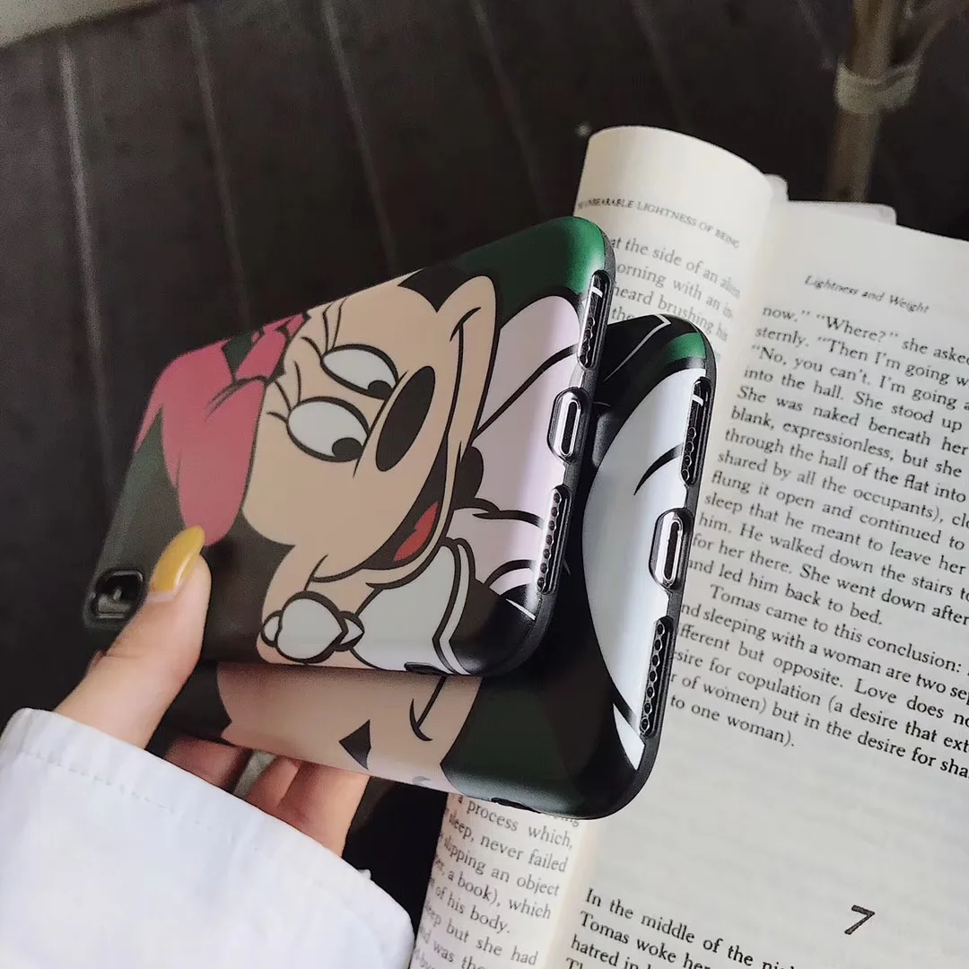 New cartoon cute couple smiley Mickey Minnie shell for iPhone 11 11pro max XS MAX XR X 8 7 6sPlus matte soft Capa Fundas |