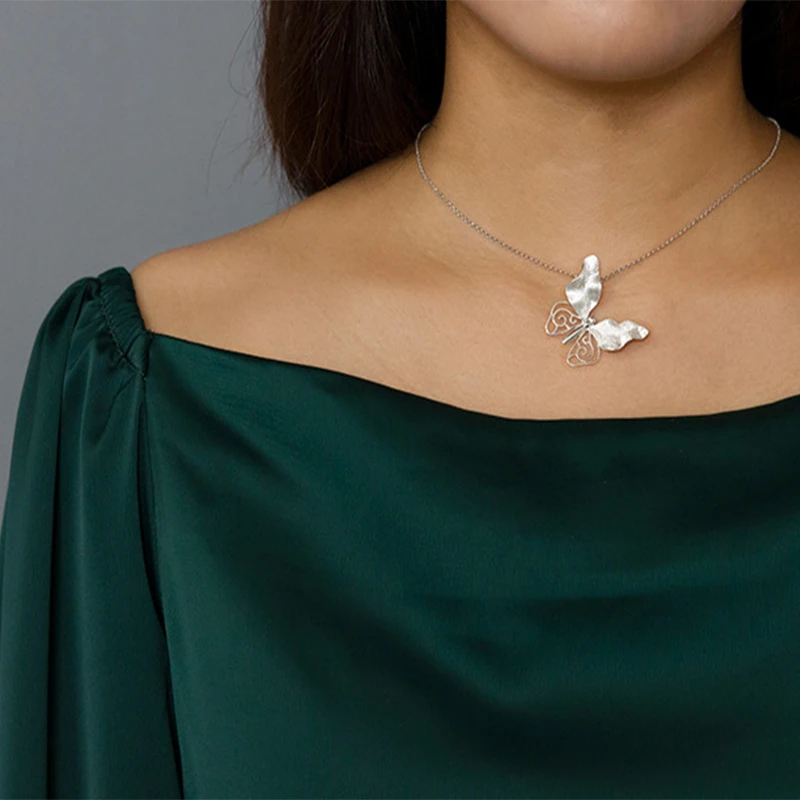 Acecare модное позолоченное ожерелье из стерлингового серебра с полой бабочкой