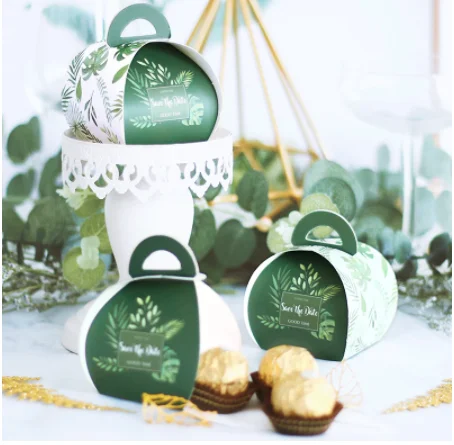 

Green Hand Held Paper Gift Box Wedding Favors And Gifts Candy Box Baby Shower Birthday Party Supplies Wedding Decorations