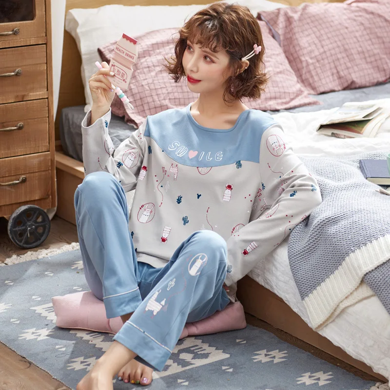 Женские пижамные комплекты с круглым вырезом героями мультфильмов Kawaii ночная