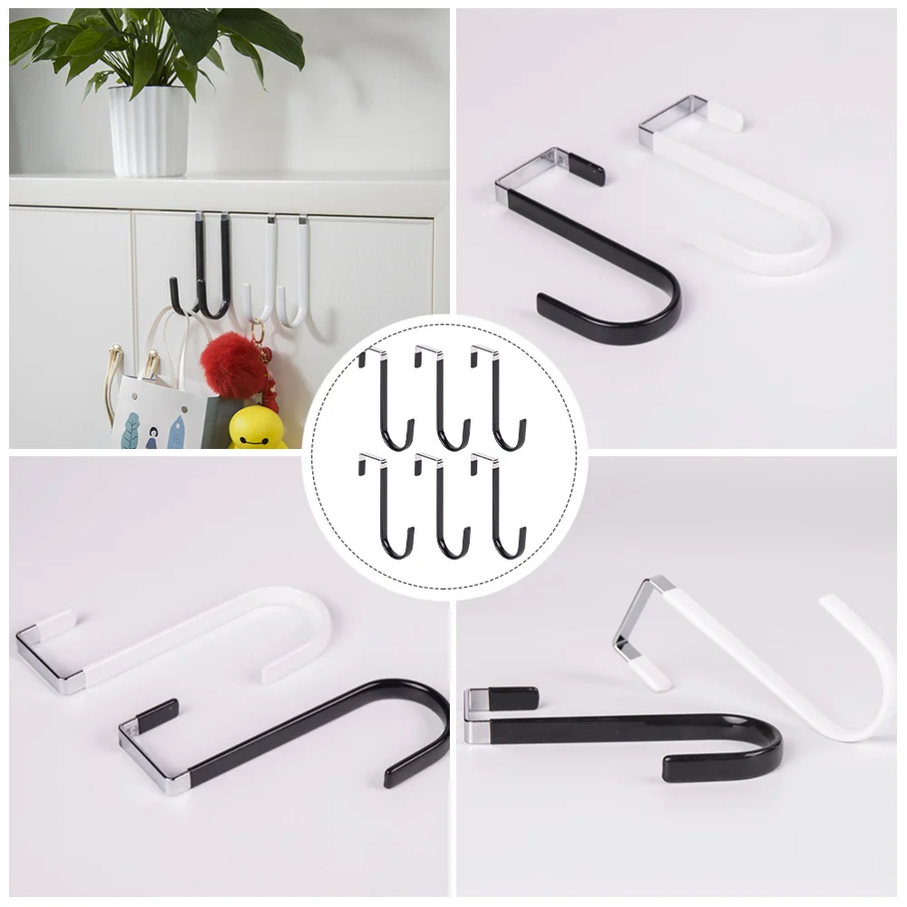 

6Pcs Household Door Back Hooks Clothes Hooks Punch-free Door Back Hooks (Black)