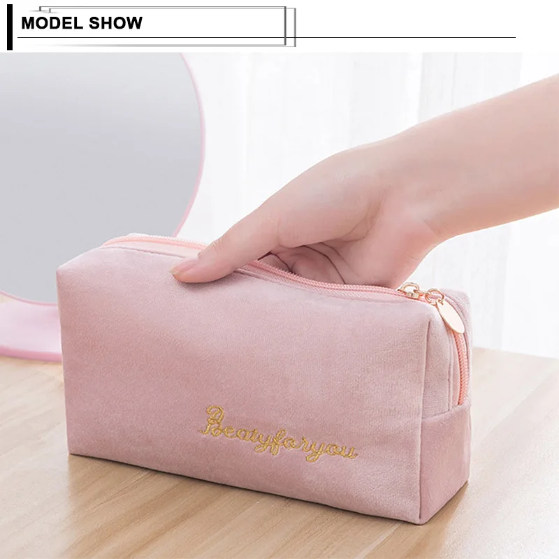 Женская маленькая фланелевая косметичка милая водонепроницаемая сумка для