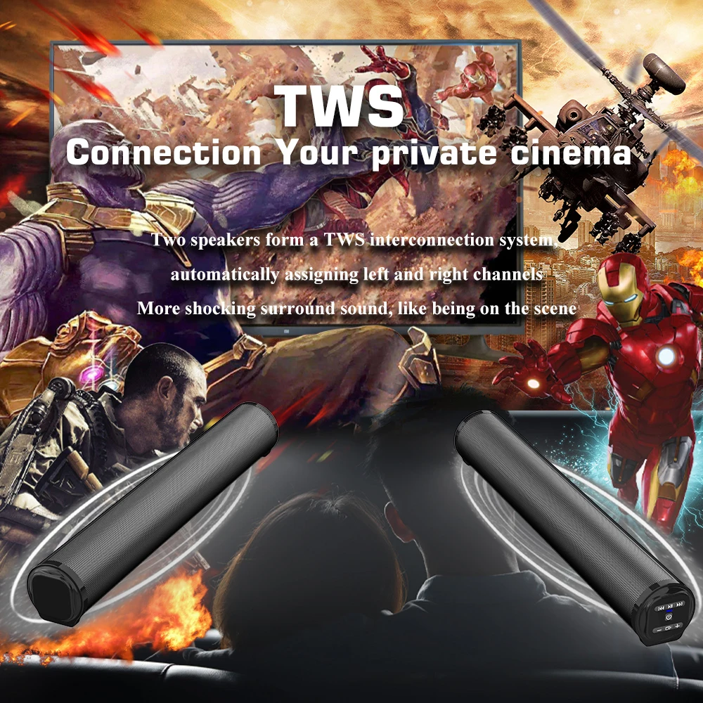 Портативная Беспроводная колонка звуковая Bluetooth мощный 3D Музыкальный звуковой