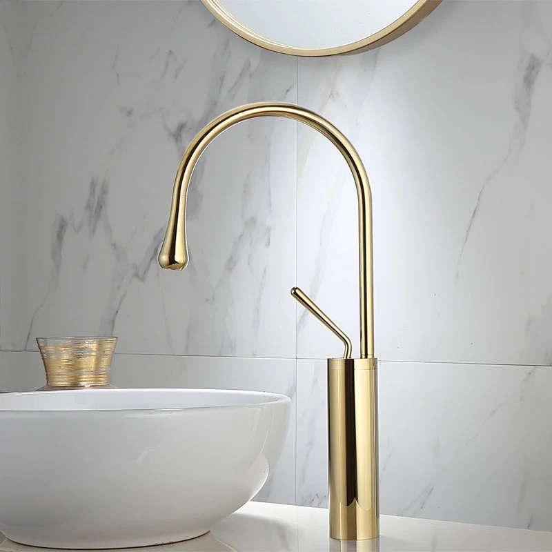 Gold Tall Кран для раковины, Золотой смеситель для ванной комнаты, кран для горячей и холодной воды, кран для раковины - Цвет: Gold Tall