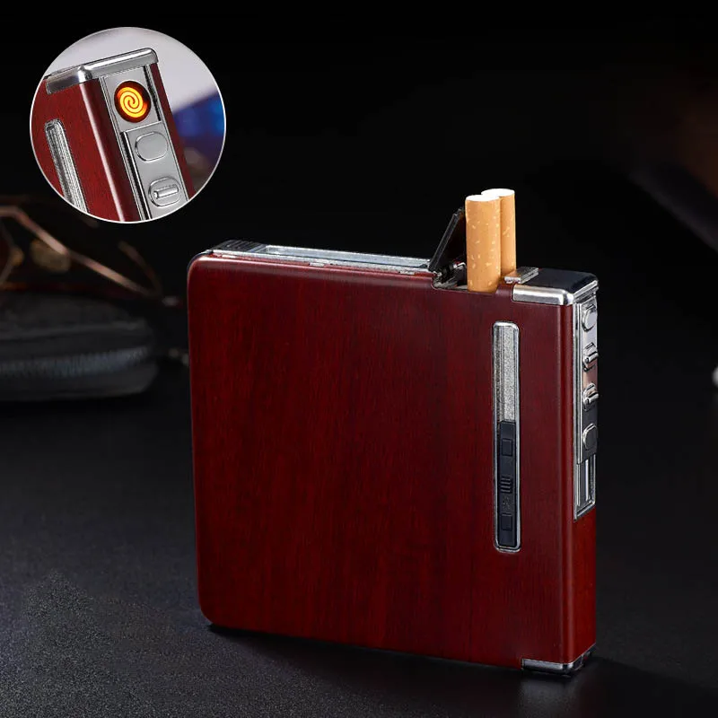 

USB Charging Lighter and Cigarette Case Cigarette Box Windproof Flameless Electronic Lighter Tobacco Cigarettes in Packs