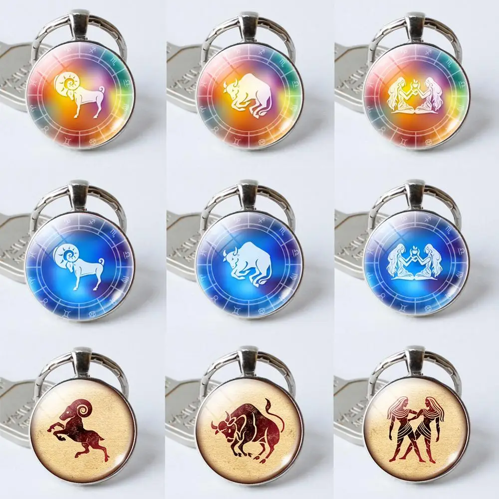 12 знаков зодиака созвездия Лев рыба знаки Девы Круглый стеклянный купол брелок