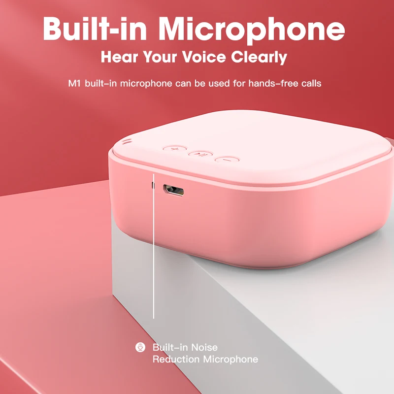 Портативная Bluetooth Колонка Pink Беспроводная мини колонка с объемным звуком 3D