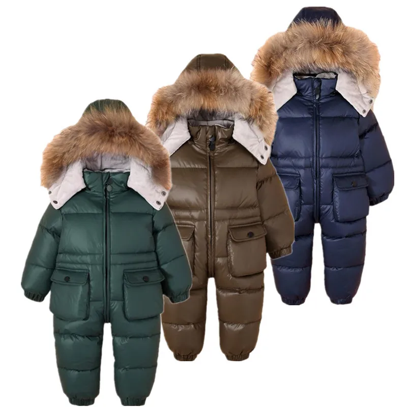 

-30 Russian Winter Snowsuit 2021 Boy Baby rompers Down Jacket Outdoor Infant Clothes Girls Climbing Girls Kids Jumpsuit 1~4 yrs