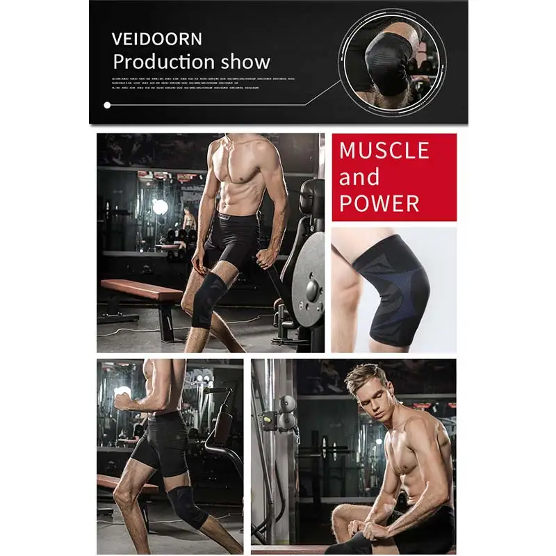 

1PCS Compression Knee Support Sleeve Protector Elastic Kneepad Brace Springs gym Sports basketball Volleyball Running