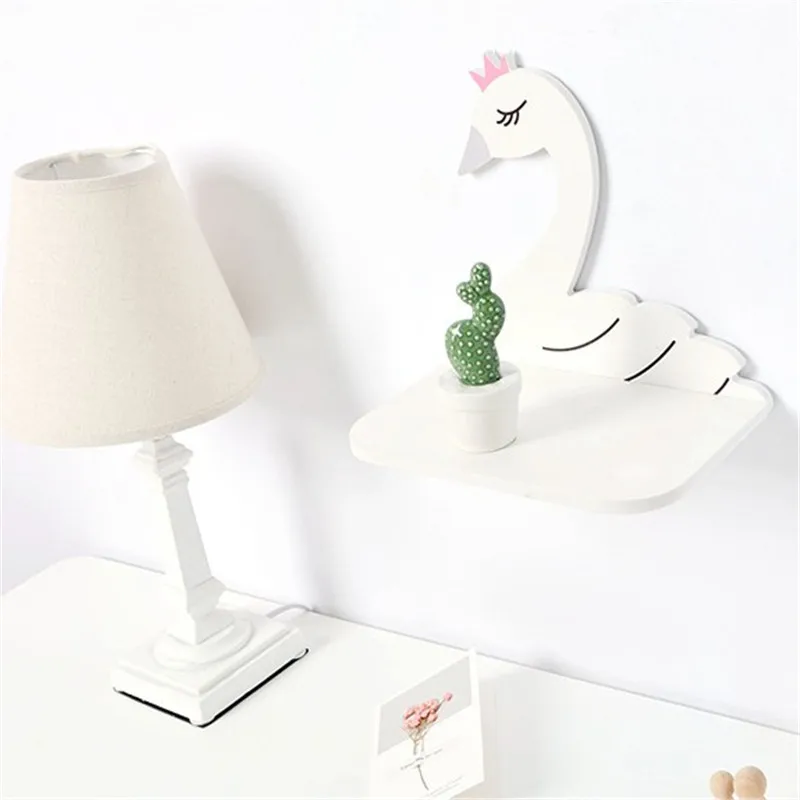 Настенная полка 27 см деревянный подвесной держатель в виде лебедя для детской