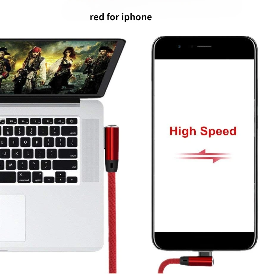 Кабель USB Type-C 2 4 А для iPhone кабель быстрой зарядки с углом 90 градусов Micro передачи