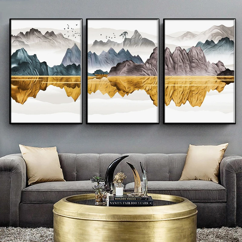 

Chinese style abstract landscape painting canvas picture art printing poster wall living room home decoration