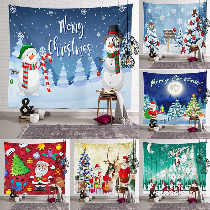

Рождественская серия, гобелен, Рождественская елка, снеговик, гобелен с принтом, настенное украшение для дома, подвесная картина