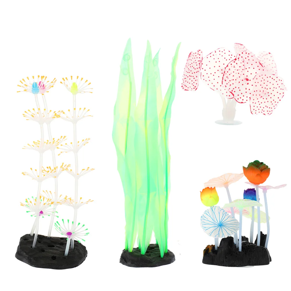 4 шт аквариум светящиеся коралловые завод искусственное водное растение