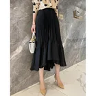 Женская плиссированная юбка с градиентом, черная модная Асимметричная длинная юбка с оборками на подоле, весна-лето 2021