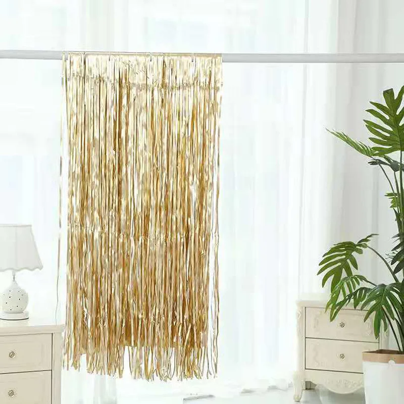 1x2 м металлические блестки из фольги бахрома Блестящий дождь занавес День