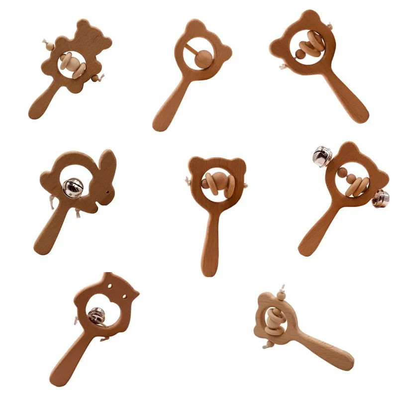 Деревянная погремушка Медведь из бука для прорезывания зубов|Детские