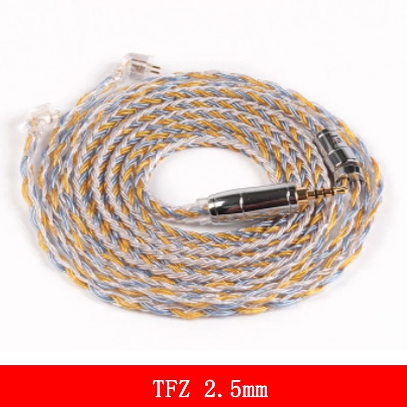 TFZ 2.5MM 16 ядра Модернизированный посеребренный Медь кабель 2,5/3,5/4,4 мм с MMCX/2pin/QDC TFZ разъем для KZ ZS10Pro ZSN AS16 ZSX - Цвет: TFZ 2.5MM