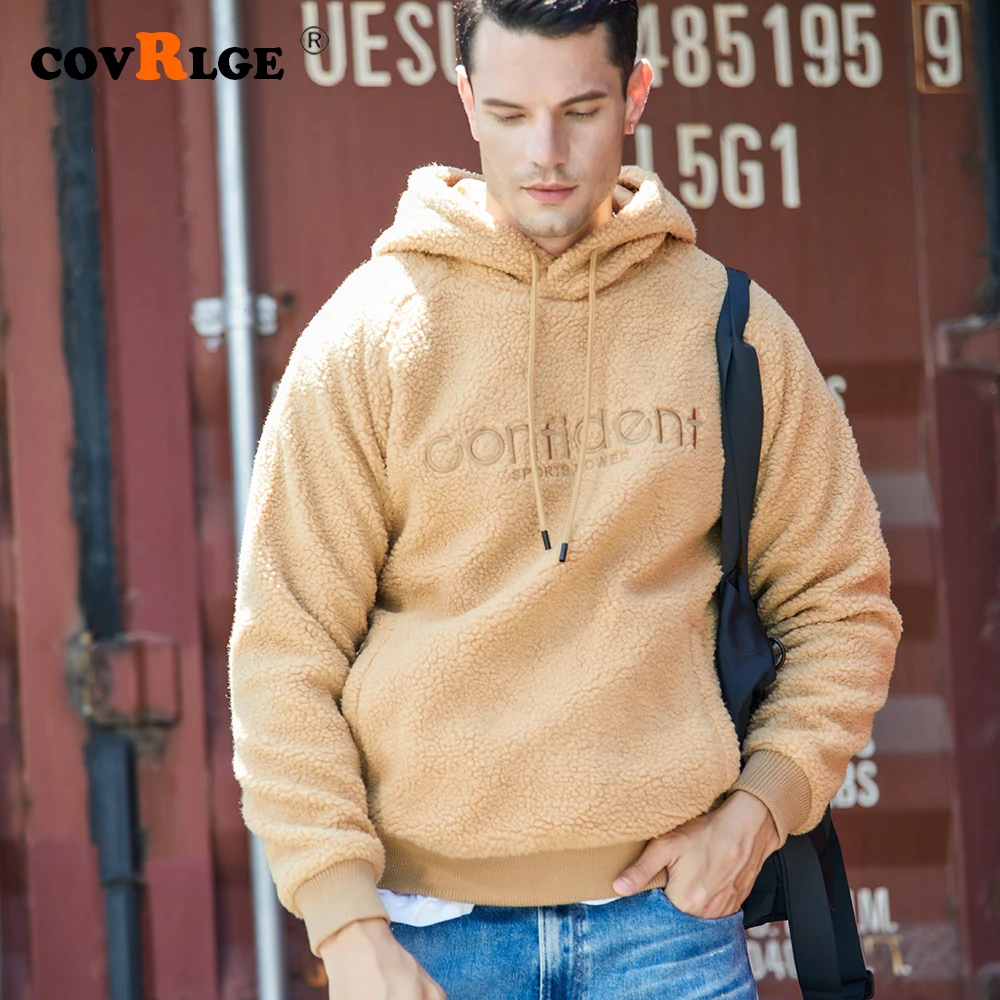 

Covrlge Мужское пальто с капюшоном с длинным рукавом из овечьей шерсти мужская зимняя теплая одежда оверсайз Повседневная Толстовка Пальто уличная одежда для пар MWW 257