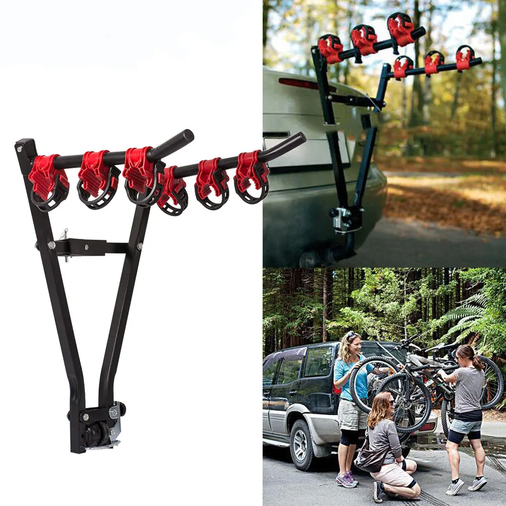 Foldable Car Rear 3 Bikes Bicycle Rack Stand Carrier V-frame TowBall Hitch Mount for SUV Hatchback