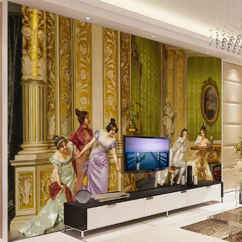 Объемная трехмерная картина маслом в европейском дворцовом стиле на заказ обои