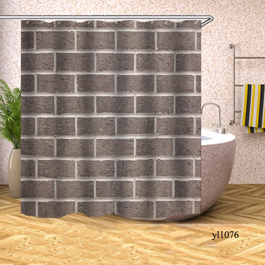 Pattern 23 3D занавеска для душа в ванную, Деревянный Рисунок кирпича, водонепроницаемая занавеска для ванной, занавеска для ванны, крышка для купания, большой широкий 12 крючков - Цвет: Pattern 23