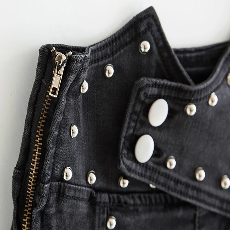 

VGH streetwear Patchwork Beading Trousers For Women High Waist Slim Fit Tassel Pencil Pants Female 2021 Spring Fashion New