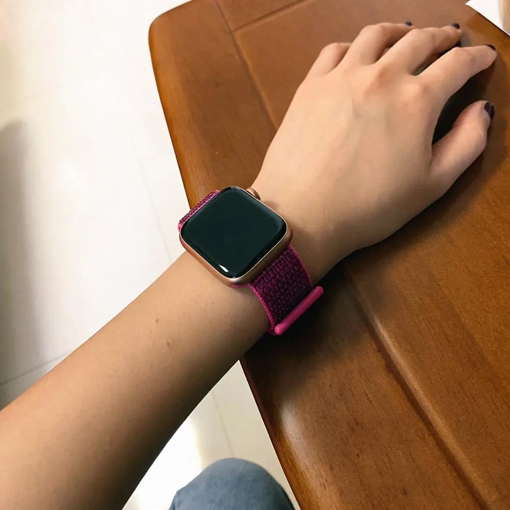 Нейлоновый ремешок для Apple Watch 42 мм 38 мм iWatch 4 ремешка 44 мм 40 мм Браслет спортивная петля ремешок для часов ремень для часов дышащий 5 4 3 2 1