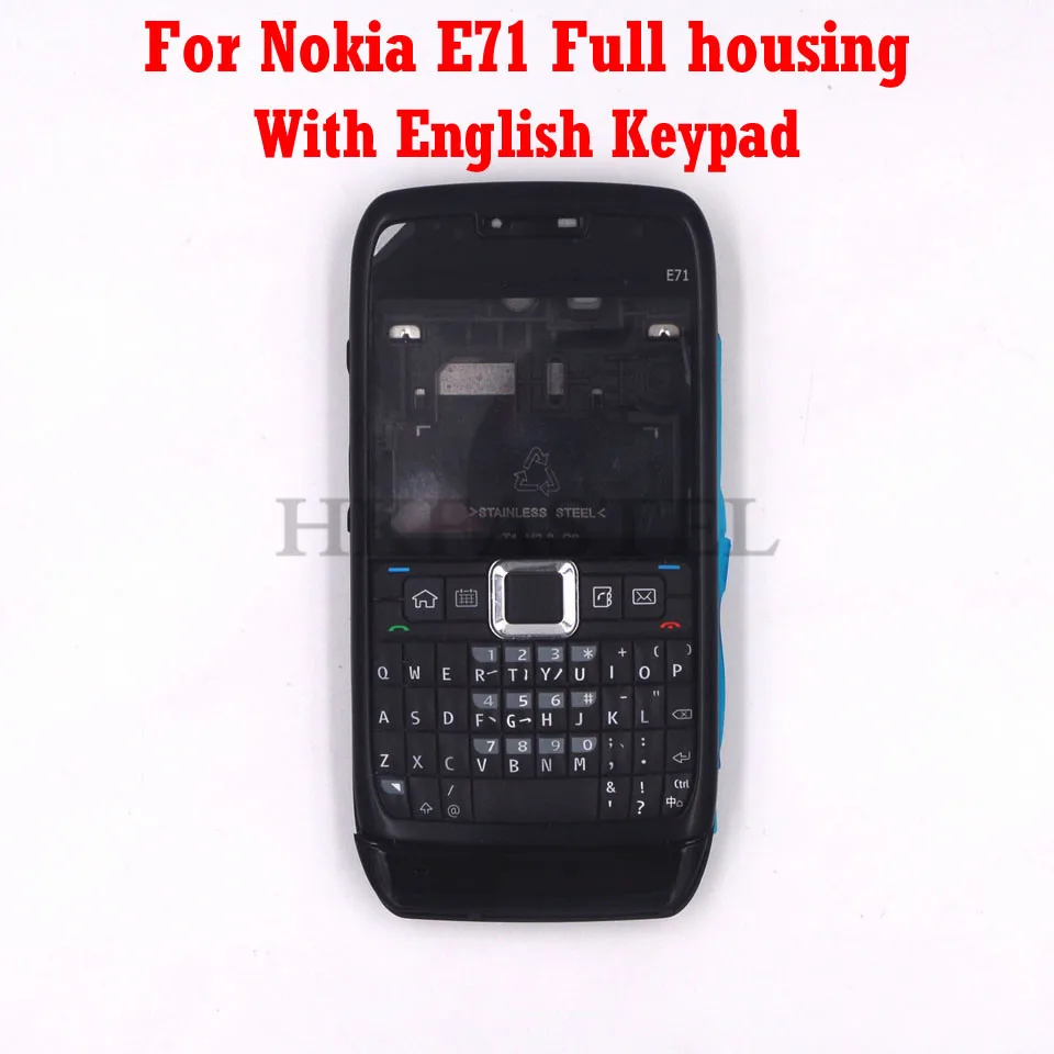 Black English Для Nokia E71 Полный Мобильный телефон Корпус чехол+ английская клавиатура+ Инструмент - Цвет: Black English
