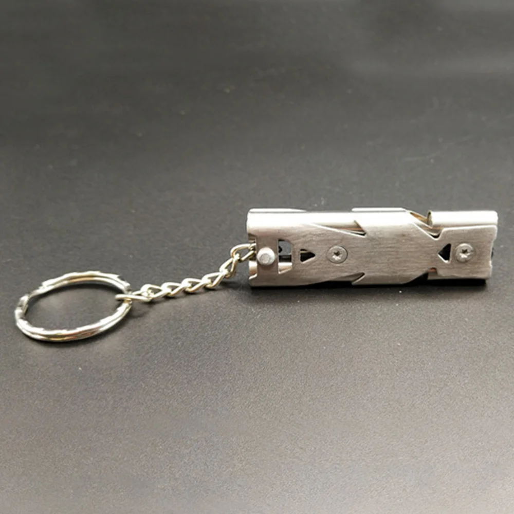 

Creative Emergency Whistles High Pitch Double Tubes Survival Lifeguard Whistle Hanging Keychain Lanyard Keychain Outdoor Camping