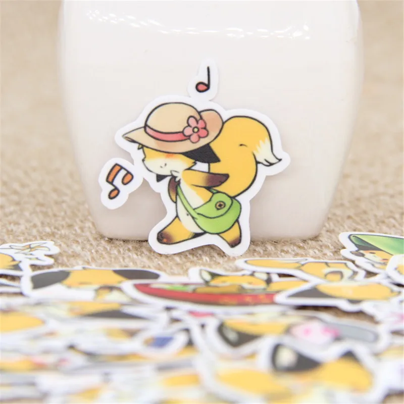 40 шт./лот наклейка с желтой лисой для телефона чехол автомобиля