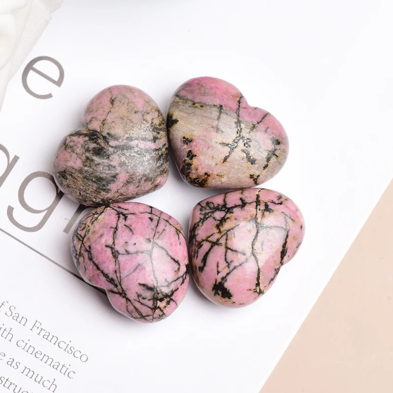 

Natural Rosy Quartz Crystal Love Heart Shape HandMade Polished Jewelry Collection Necklace Women Jewelry Reiki Healing Gift Deco