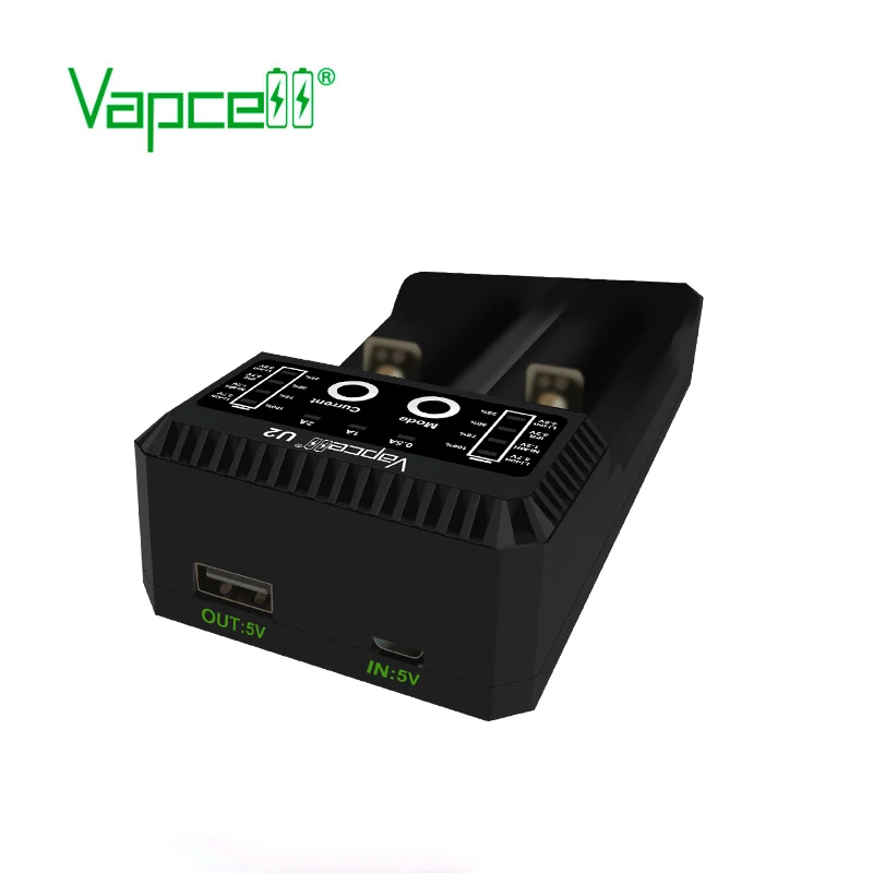 Умное мини-зарядное устройство Vapcell U2 2A USB для зарядки литий-ионных/Lifepo4/Ni-MH/Ni-Cd