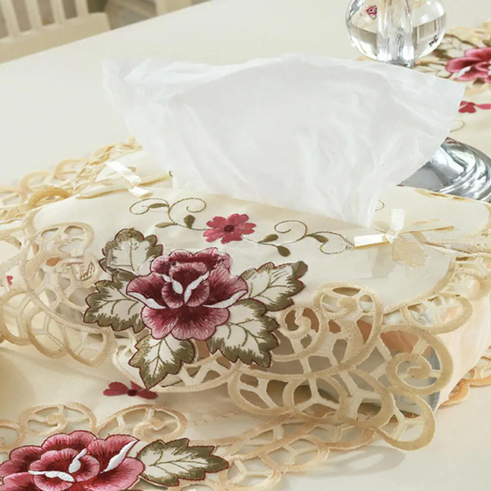 Вышитый кружевной чехол для салфеток автомобильной бумаги в винтажном стиле